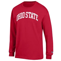 Men's Champion  Scarlet Ohio State Buckeyes Basic Arch Long Sleeve T-Shirt