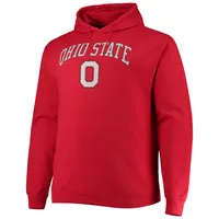 Men's Champion Scarlet Ohio State Buckeyes Big & Tall Arch Over Logo Powerblend Pullover Hoodie