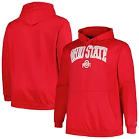 Champion pour hommes Scarlet Ohio State Buckeyes Big & Tall Arch Over Logo Powerblend Pull à capuche