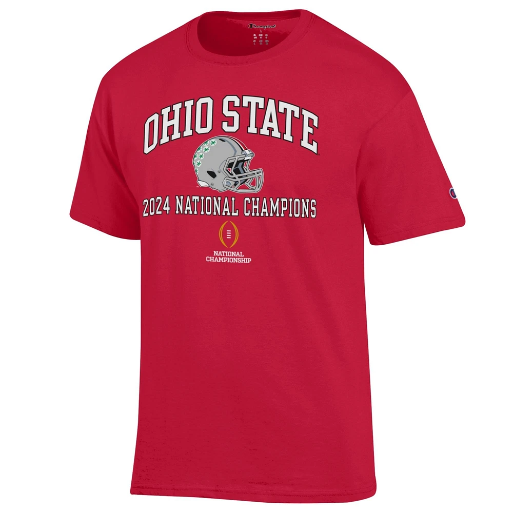 Men's Champion Scarlet Ohio State Buckeyes College Football Playoff 2024 National Champions Helmet T-Shirt