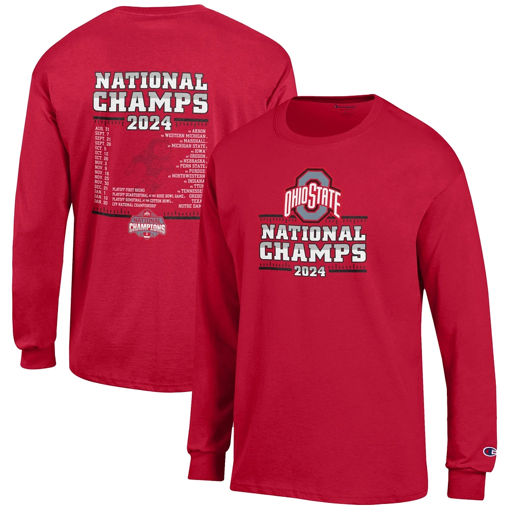 Men's Champion Scarlet Ohio State Buckeyes College Football Playoff 2024 National Champions Long Sleeve T-Shirt