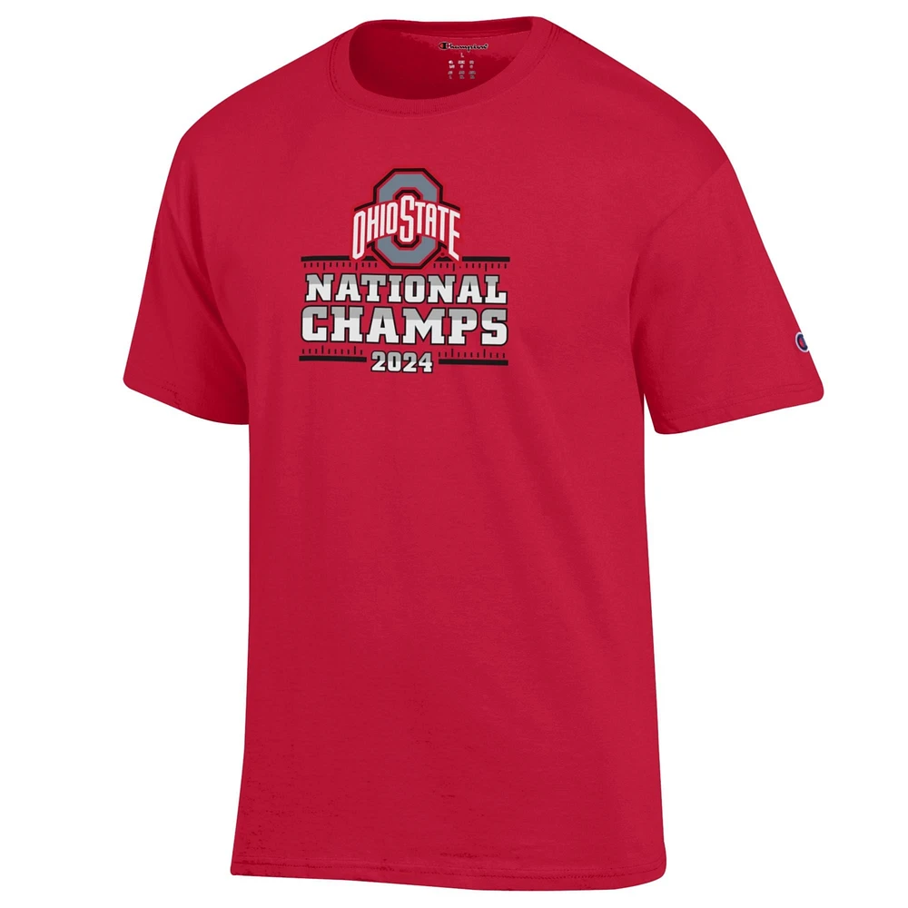 Men's Champion Scarlet Ohio State Buckeyes College Football Playoff 2024 National Champions Schedule T-Shirt