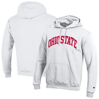 Men's Champion  White Ohio State Buckeyes Basic Arch Fleece Pullover Hoodie