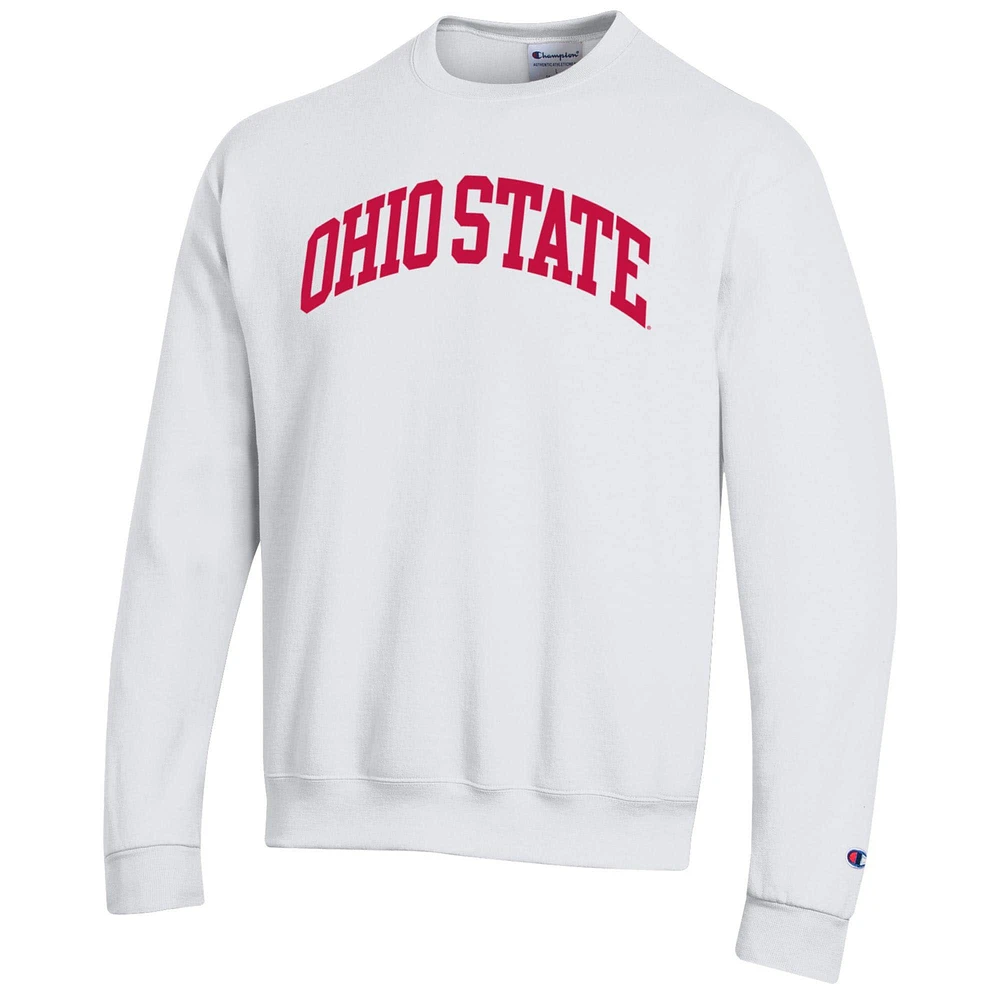 Men's Champion  White Ohio State Buckeyes Basic Arch Fleece Pullover Sweatshirt