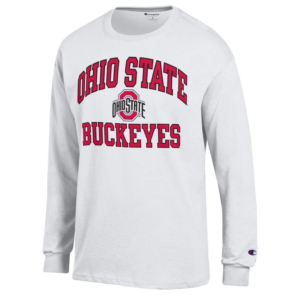 Men's Champion White Ohio State Buckeyes High Motor Long Sleeve T-Shirt