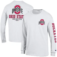 T-shirt à manches longues Champion Ohio State Buckeyes Team Stack 3-Hit pour homme, blanc