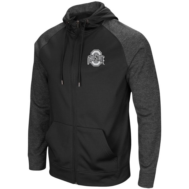Sweat à capuche raglan entièrement zippé Colosseum Ohio State Buckeyes Big & Tall Blackout 2.0 pour homme