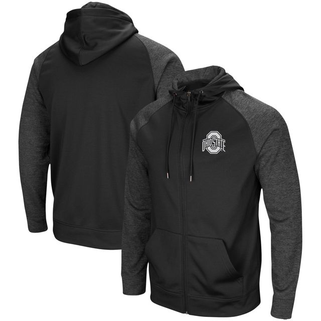 Sweat à capuche raglan entièrement zippé Colosseum Ohio State Buckeyes Big & Tall Blackout 2.0 pour homme