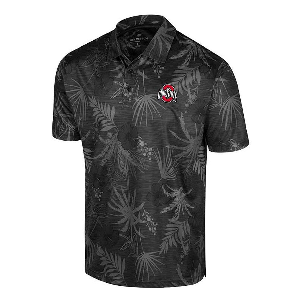 Men's Colosseum Black Ohio State Buckeyes Big & Tall Palms Polo