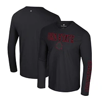T-shirt à manches longues 2 coups Colosseum Black Ohio State Buckeyes Color Pop Active Blend pour hommes
