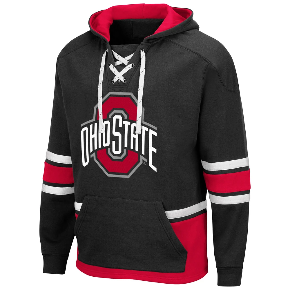 Men's Colosseum Black Ohio State Buckeyes Lace Up 3.0 Pullover Hoodie