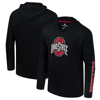 Men's Colosseum Black Ohio State Buckeyes Logo Lockup Active Blend Long Sleeve  T-Shirt Hoodie