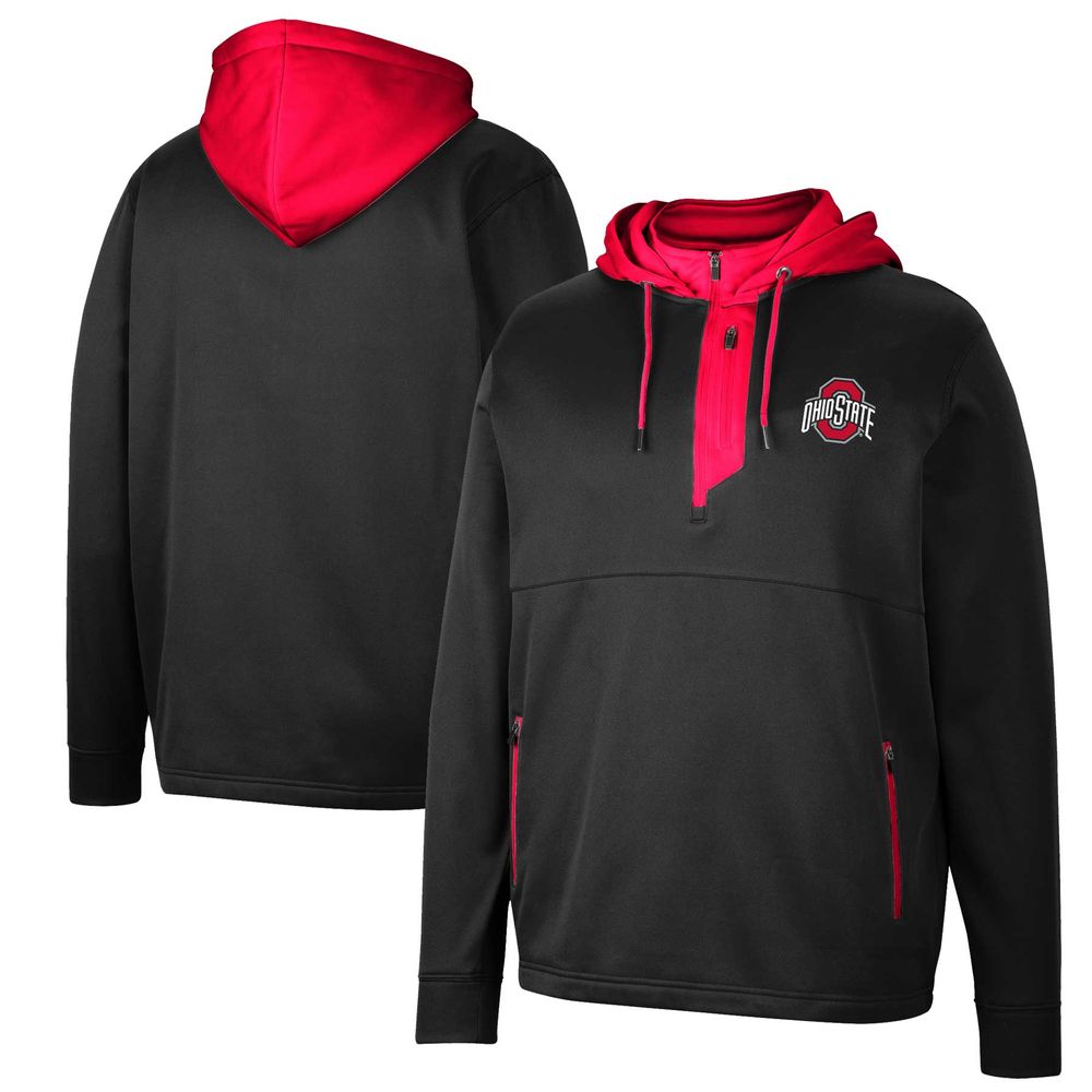 Men's Colosseum Black Ohio State Buckeyes Luge 3.0 Quarter-Zip Hoodie