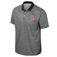 Men's Colosseum Black Ohio State Buckeyes Striped Polo