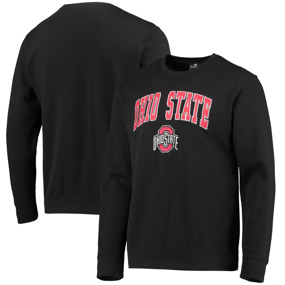 Men's Colosseum Black Ohio State Buckeyes Team Arch & Logo Tackle Twill Pullover Sweatshirt