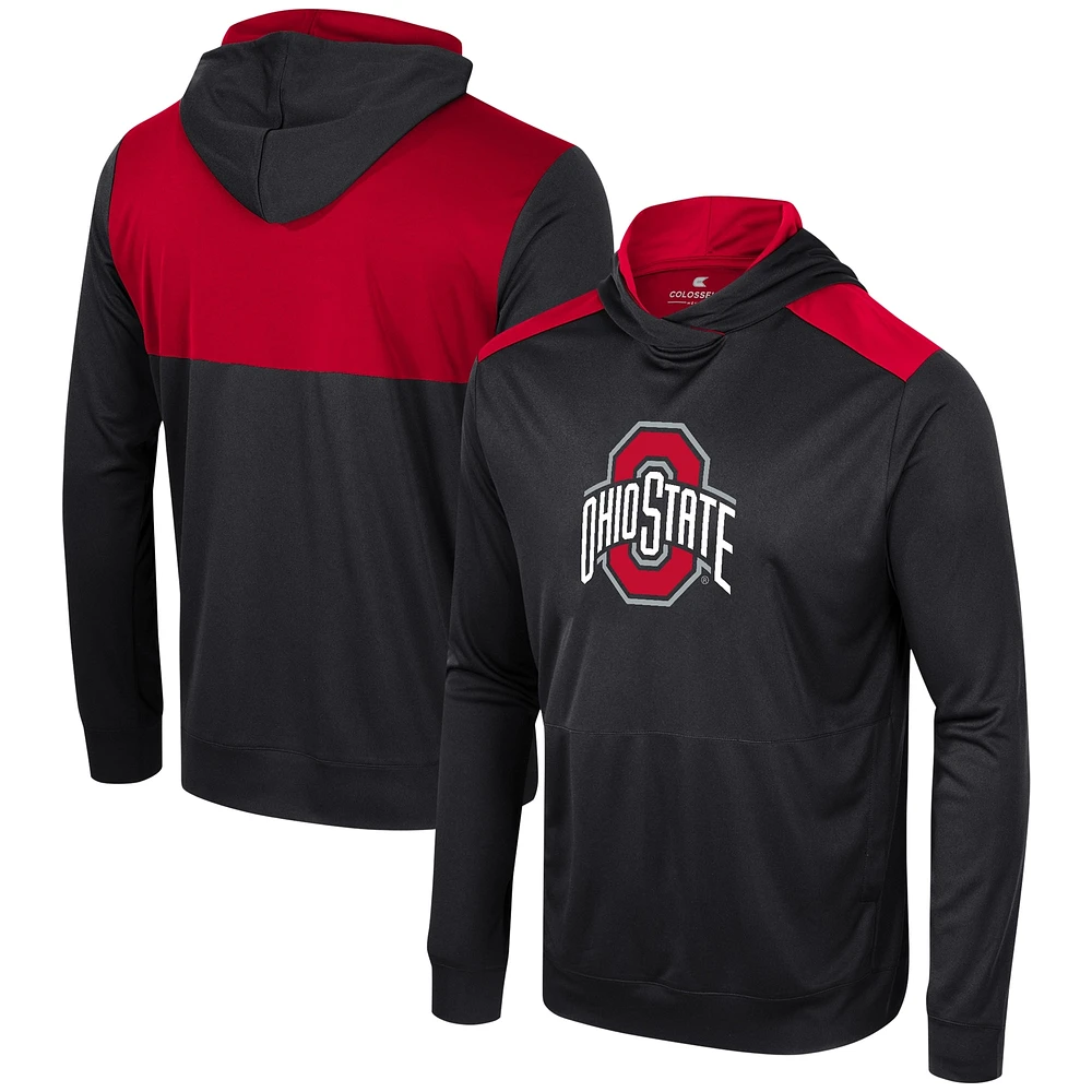 T-shirt à capuche manches longues pour hommes Colosseum Black Ohio State Buckeyes Warm Up