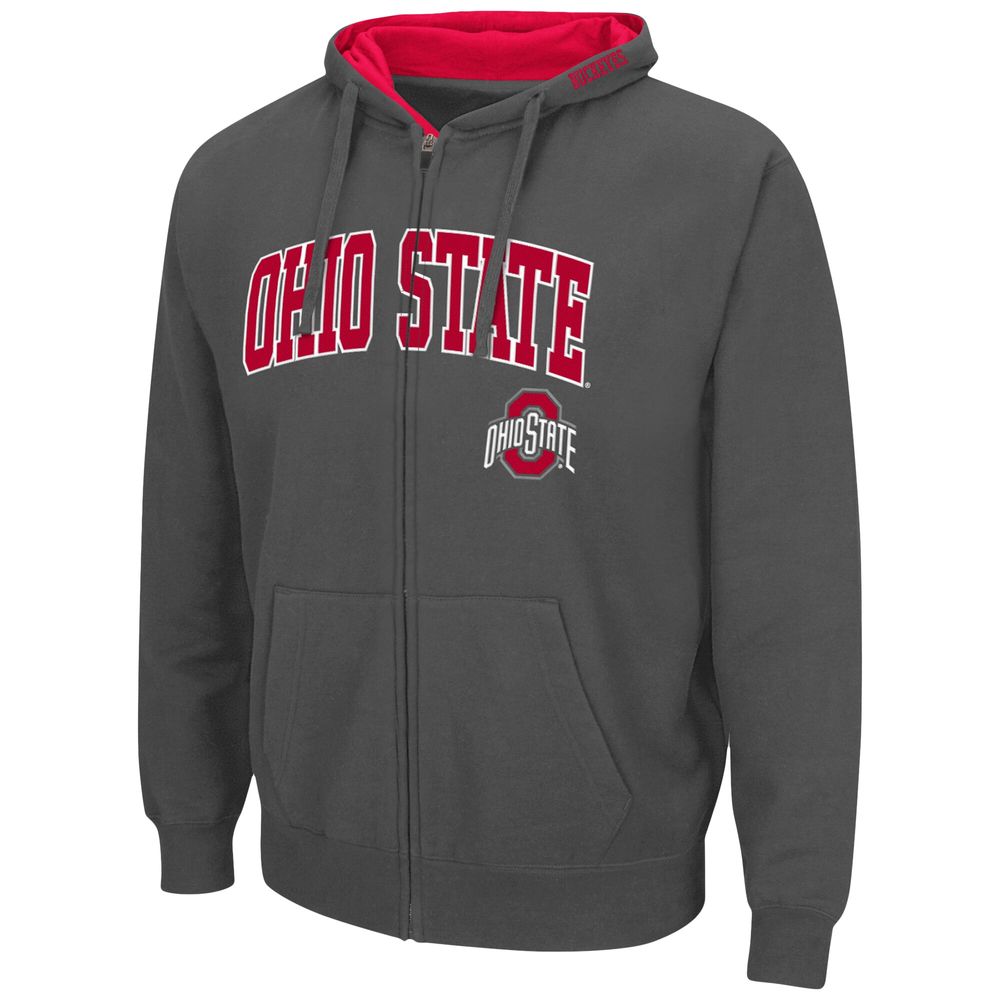 Men's Colosseum Charcoal Ohio State Buckeyes Arch & Logo 3.0 Full-Zip Hoodie