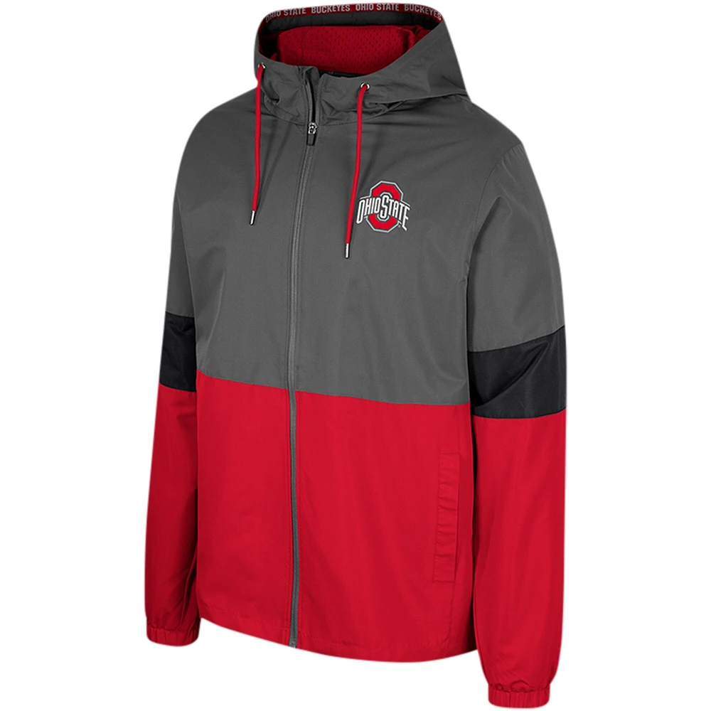 Veste entièrement zippée Colosseum Charcoal Ohio State Buckeyes Miles pour hommes