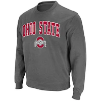 Men's Colosseum Charcoal Ohio State Buckeyes Team Arch & Logo Tackle Twill Pullover Sweatshirt