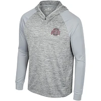 Men's Colosseum Gray Ohio State Buckeyes Cybernetic Raglan Quarter-Zip Hooded Top