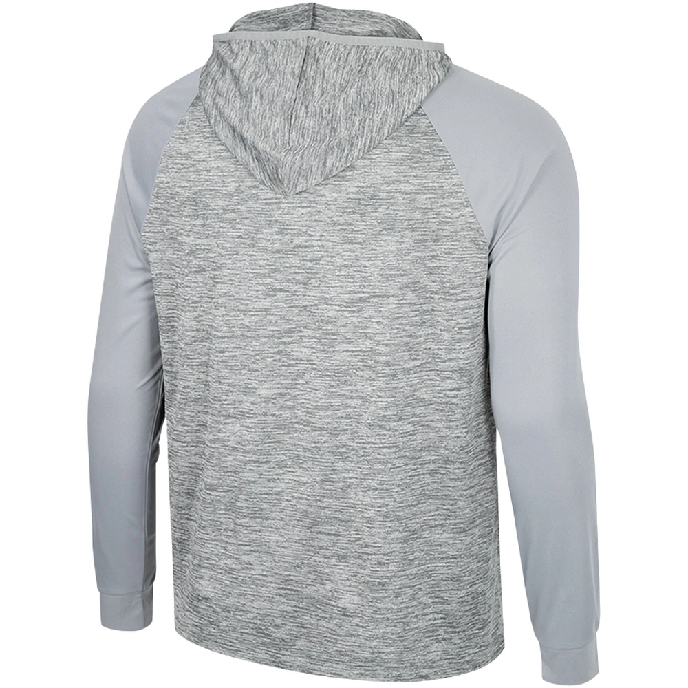 Men's Colosseum Gray Ohio State Buckeyes Cybernetic Raglan Quarter-Zip Hooded Top