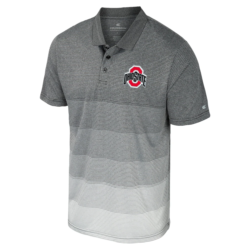 Men's Colosseum Gray Ohio State Buckeyes Striped Mesh Polo