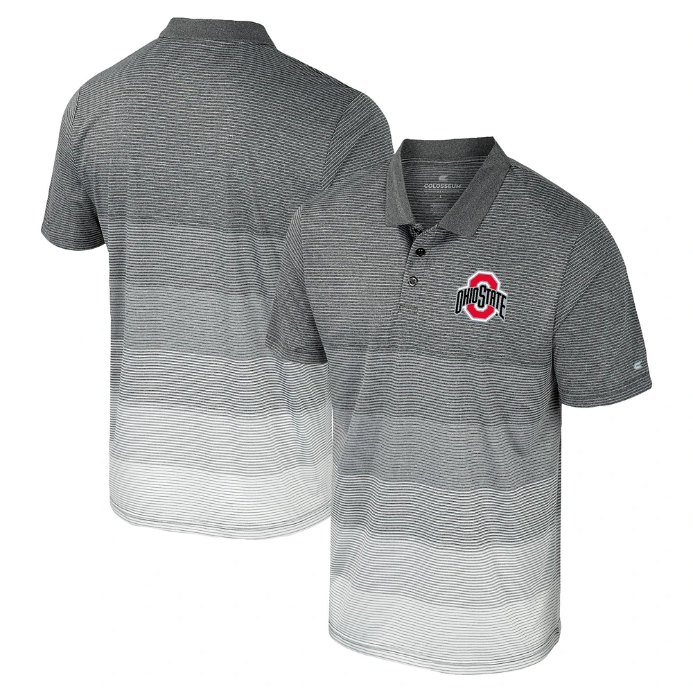 Men's Colosseum Gray Ohio State Buckeyes Striped Mesh Polo