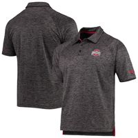 Men's Colosseum Heathered Black Ohio State Buckeyes Down Swing Raglan Polo