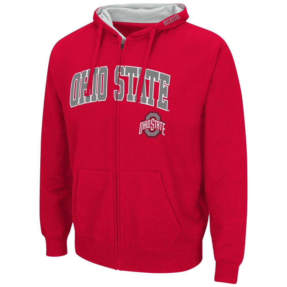 Men's Colosseum Scarlet Ohio State Buckeyes Arch & Logo 3.0 Full-Zip Hoodie