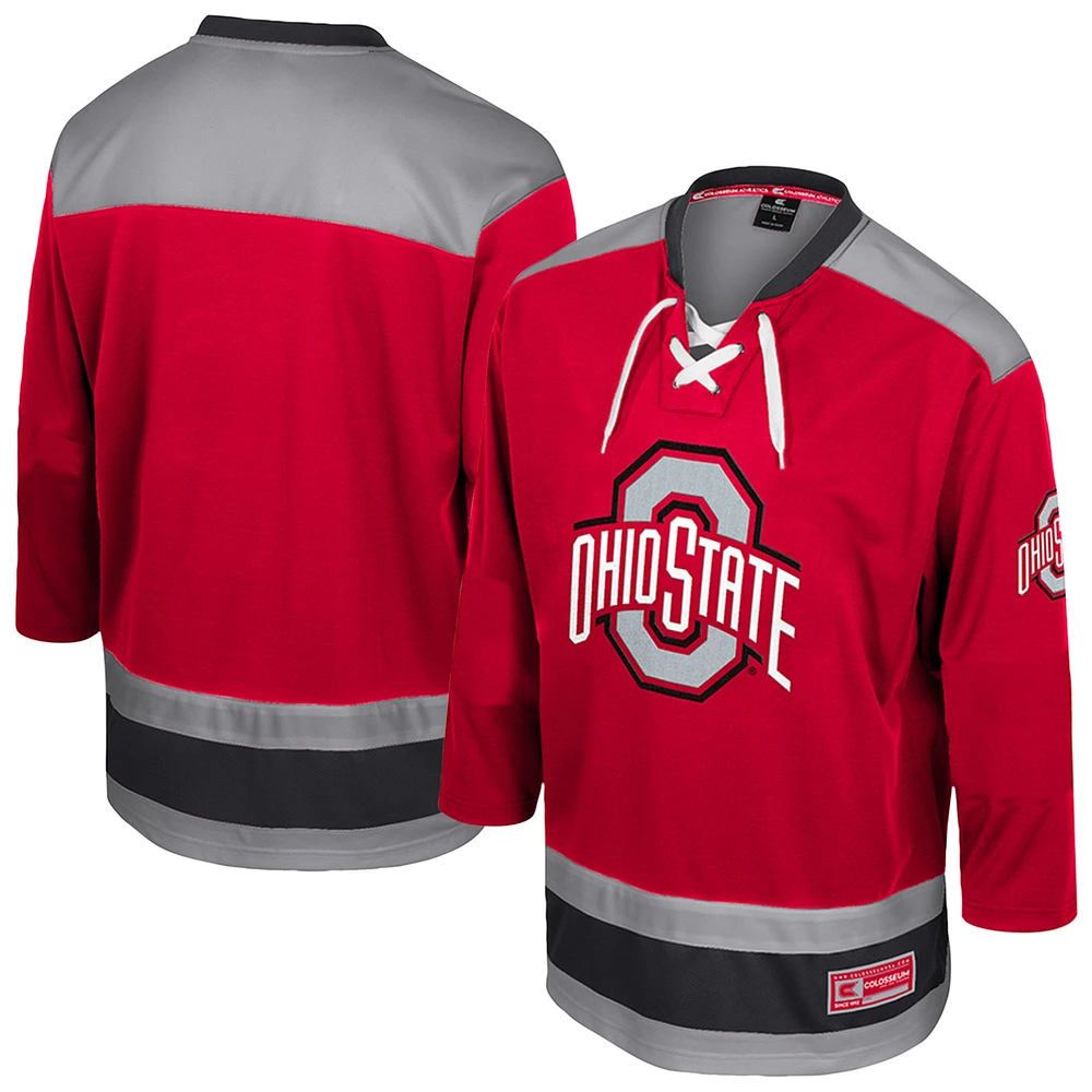 Men's Colosseum  Scarlet Ohio State Buckeyes Athletic Machine Fashion Hockey Jersey