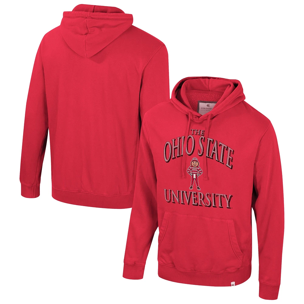 Men's Colosseum Scarlet Ohio State Buckeyes Big & Tall Cap E-Tan Pullover Hoodie