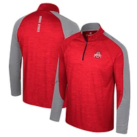 Men's Colosseum Scarlet Ohio State Buckeyes Langmore Raglan Quarter-Zip Top