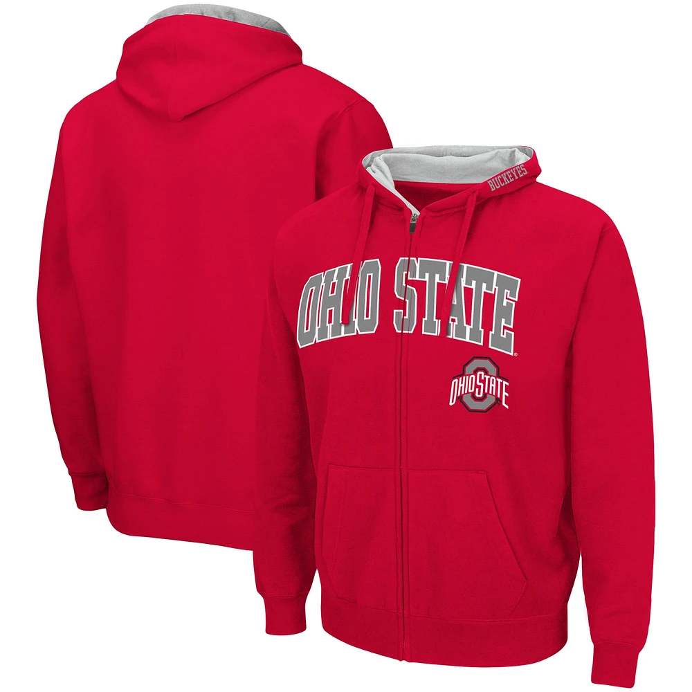 Sweat à capuche entièrement zippé avec logo Colosseum Scarlet Ohio State Buckeyes pour homme