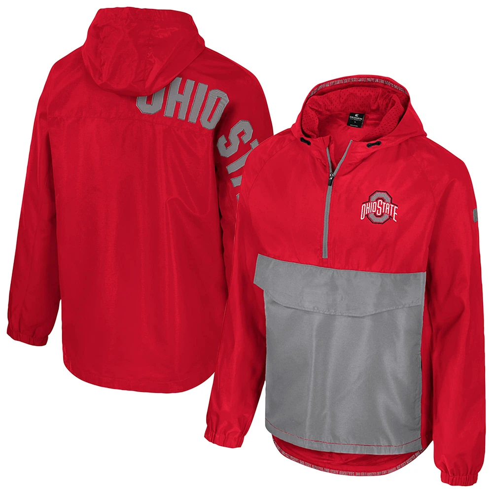 Veste anorak demi-zippée Colosseum Scarlet Ohio State Buckeyes Reloaded pour homme