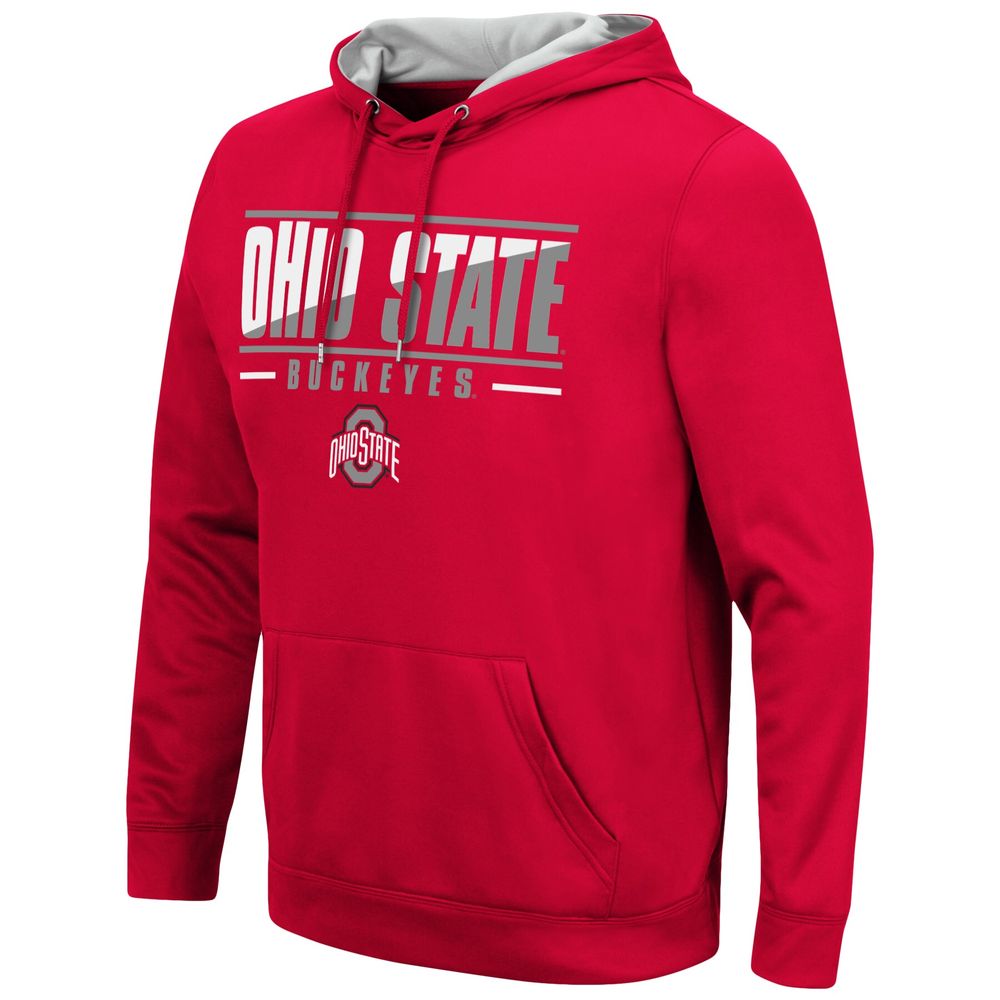 Men's Colosseum Scarlet Ohio State Buckeyes Slash Stack 2.0 Pullover Hoodie