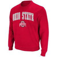 Men's Colosseum Scarlet Ohio State Buckeyes Team Arch & Logo Tackle Twill Pullover Sweatshirt