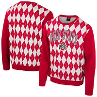 Men's Colosseum Scarlet Ohio State Buckeyes The Dealio Argyle Pullover Sweatshirt