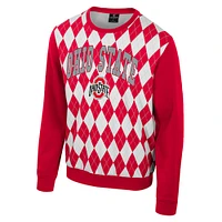 Men's Colosseum Scarlet Ohio State Buckeyes The Dealio Argyle Pullover Sweatshirt