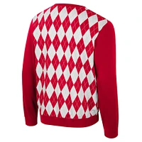 Men's Colosseum Scarlet Ohio State Buckeyes The Dealio Argyle Pullover Sweatshirt