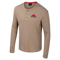 Men's Colosseum  Tan Ohio State Buckeyes Great Outdoors Henley Long Sleeve Shirt