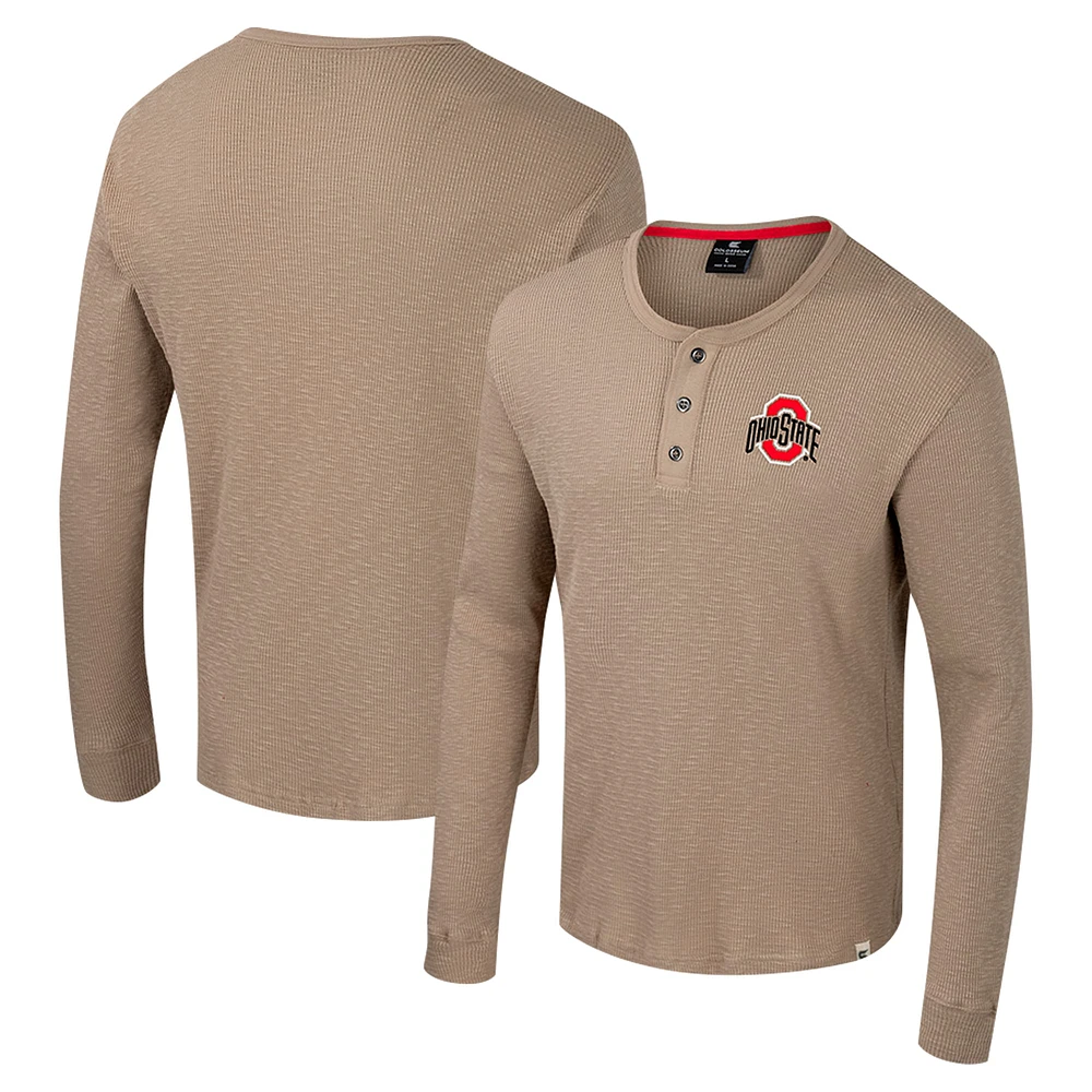 Men's Colosseum  Tan Ohio State Buckeyes Great Outdoors Henley Long Sleeve Shirt