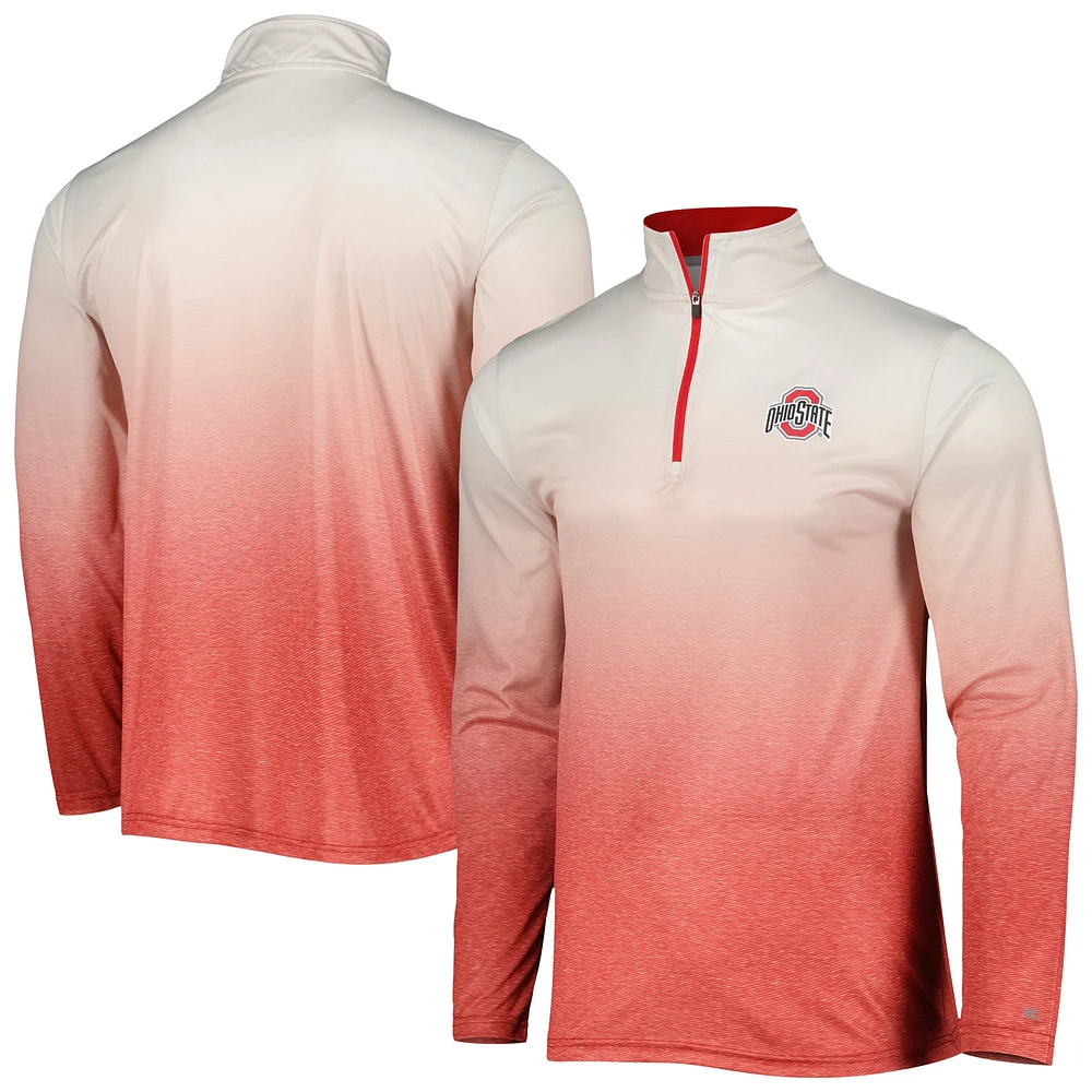 Men's Colosseum White/Scarlet Ohio State Buckeyes Laws of Physics Quarter-Zip Windshirt