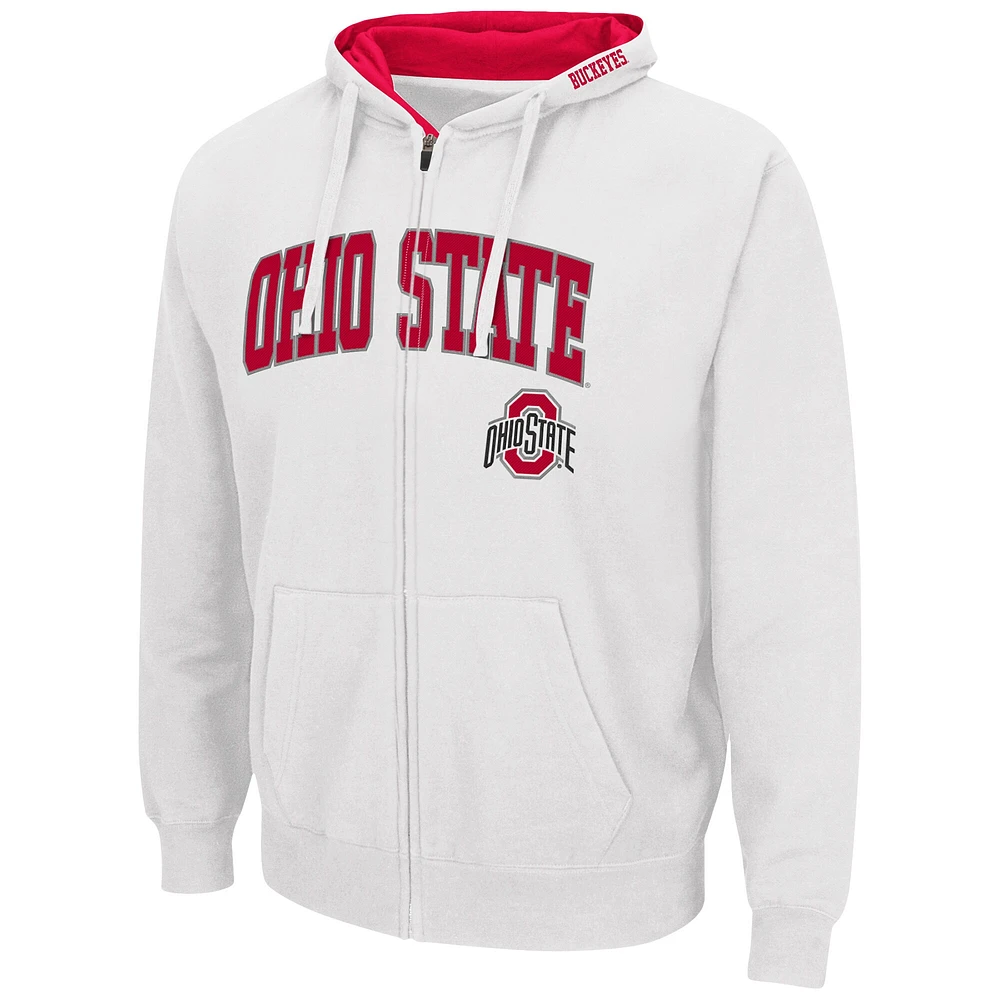 Men's Colosseum White Ohio State Buckeyes Arch & Logo 3.0 Full-Zip Hoodie