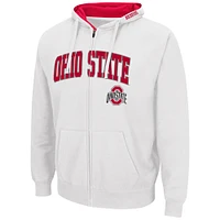 Men's Colosseum White Ohio State Buckeyes Arch & Logo 3.0 Full-Zip Hoodie