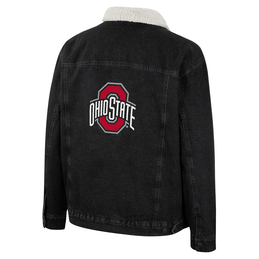 Colosseum x Wrangler Charcoal Ohio State Buckeyes Western Veste en jean boutonnée pour homme