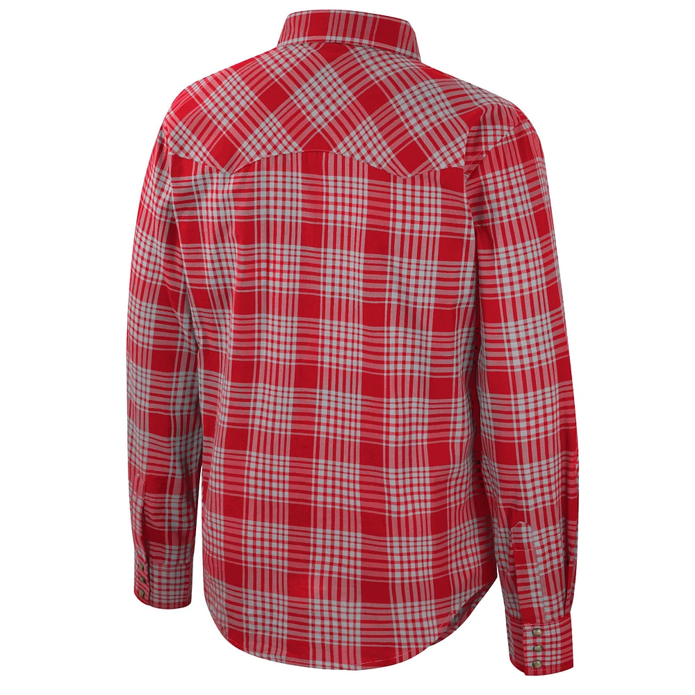 Chemise Colosseum x Wrangler Scarlet Ohio State Buckeyes Western à carreaux manches longues pour homme