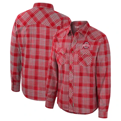 Chemise Colosseum x Wrangler Scarlet Ohio State Buckeyes Western à carreaux manches longues pour homme