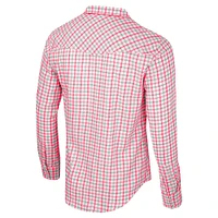 Men's Colosseum x Wrangler White Ohio State Buckeyes Plaid Window Pane Long Sleeve Full-Snap Shirt