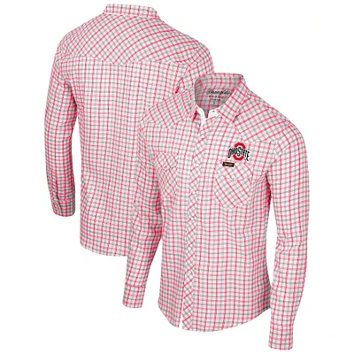 Chemise à manches longues et bouton-pression Colosseum x Wrangler pour hommes, Ohio State Buckeyes, carreaux