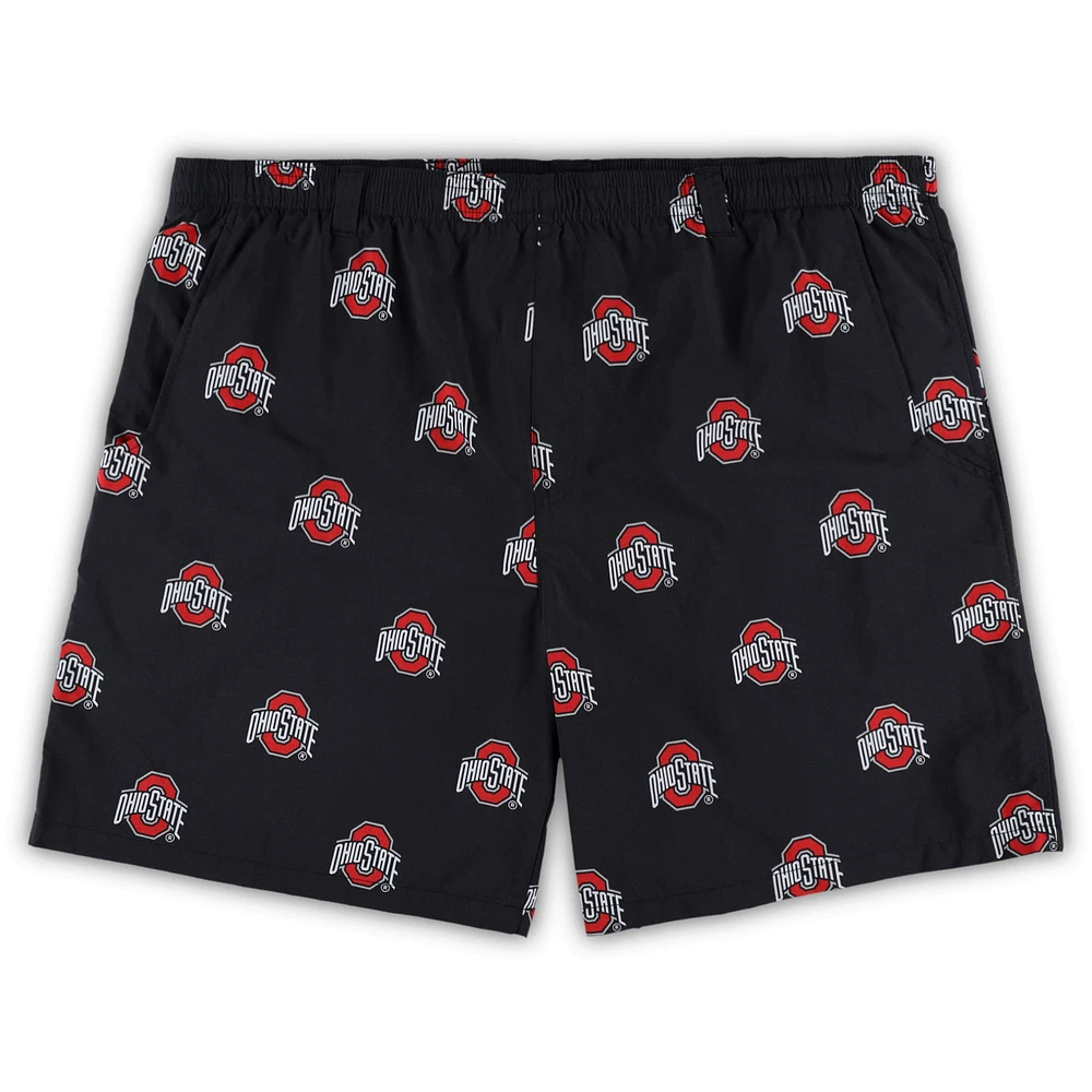 Columbia Black Ohio State Buckeyes Big & Tall Backcast II Allover Print Omni-Shade Short